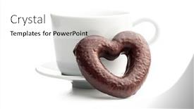  Presentation with coffee chocolate - PPT theme featuring sweet-chocolate-heart-and-coffee background and a white colored foreground
