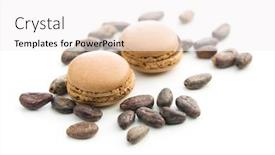  Presentation with cocoa beans - Amazing slide set having sweet-chocolate-macarons-and-cocoa backdrop and a white colored foreground