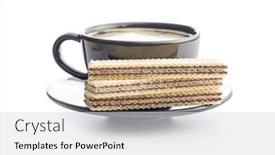  Presentation with wafer - PPT theme with sweet-chocolate-wafer-and-coffee background and a light gray colored foreground