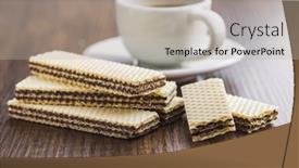  Presentation with wafer - Slides featuring sweet-chocolate-wafer-and-coffee background and a light gray colored foreground