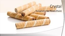  Presentation with coffee and sweet chocolate brownies - Slide deck enhanced with sweet chocolate waffle rolls isolated background and a lemonade colored foreground