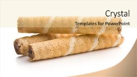  Presentation with white chocolate - Amazing PPT theme having sweet chocolate waffle rolls isolated backdrop and a  colored foreground