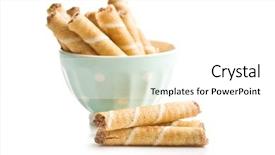  Presentation with white chocolate - Beautiful PPT layouts featuring sweet chocolate waffle rolls isolated backdrop and a  colored foreground