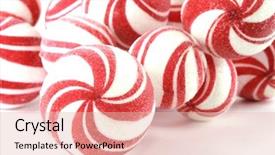  Presentation with red leather cricket ball hitting - Audience pleasing slides consisting of sweet christmas - red and white balls backdrop and a lemonade colored foreground