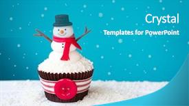  Presentation with snowman - Slide deck enhanced with sweet christmas - snowman cupcake background and a teal colored foreground