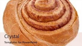  Presentation with cinnamon - Presentation theme featuring sweet cinnamon roll bun isolated background and a gold colored foreground