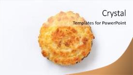  Presentation with cookie - Amazing PPT theme having sweet coconut cookie on white backdrop and a cool aqua colored foreground