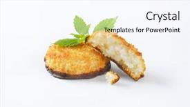  Presentation with coconut sap - PPT theme featuring sweet coconut cookies on white background and a sky blue colored foreground