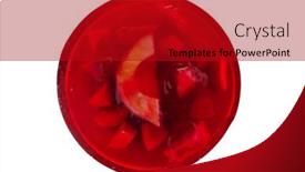  Presentation with jelly - Slide deck consisting of sweet cold red jelly cake with fruits inside background and a crimson colored foreground