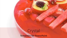  Presentation with apricot - Colorful PPT layouts enhanced with sweet cold red jelly pie with apricot and watermelon backdrop and a red colored foreground