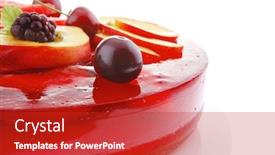  Presentation with apricot - PPT theme enhanced with sweet cold red jelly pie with apricot and watermelon background and a crimson colored foreground