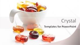  Presentation with sweet - PPT theme with sweet-colorful-candies-fruity-bonbons background and a white colored foreground