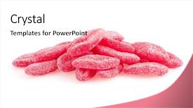  Presentation with sweet candy - Beautiful theme featuring sweet colorful candy isolated on white background close-up backdrop and a white colored foreground