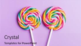  Presentation with lollipop - Presentation theme with sweet colorful lollipop on violet background and a lavender colored foreground