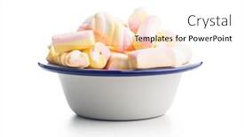  Presentation with sweet - Slides with sweet-colorful-marshmallows-in-bowl and a  colored foreground