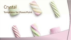  Presentation with sweet - Presentation theme consisting of spongy - sweet colorful marshmallows isolated background and a cream colored foreground