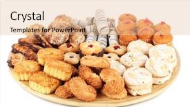  Presentation with cookies - Cool new PPT theme with biscuits filled chocolate cream - sweet cookies on wooden plate backdrop and a lemonade colored foreground