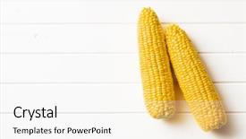  Presentation with sweet corn - Presentation theme enhanced with sweet corn on white wooden background and a white colored foreground