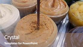  Presentation with sweet candy - Amazing slide deck having sweet creamy milk guava candy backdrop and a coral colored foreground