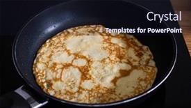  Presentation with frying - Theme with sweet-crepes-frying-in-pan background and a wine colored foreground