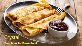  Presentation with fruit jam - PPT theme consisting of sweet-crepes-with-fruit-jam background and a tawny brown colored foreground