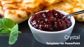  Presentation with fruit jam - PPT theme with sweet-crepes-with-fruit-jam background and a ocean colored foreground