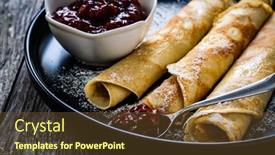  Presentation with jam - Slide deck with sweet-crepes-with-strawberries-jam background and a tawny brown colored foreground