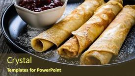  Presentation with jam - Theme having sweet-crepes-with-strawberries-jam background and a tawny brown colored foreground