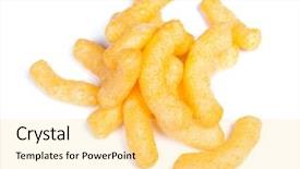  Presentation with sweet corn - PPT theme consisting of sweet crunchy air corn sticks background and a blonde colored foreground