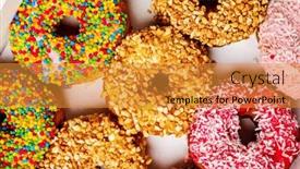  Presentation with donuts - Slide set with sweet-delicious-glazed-donuts background and a gold colored foreground