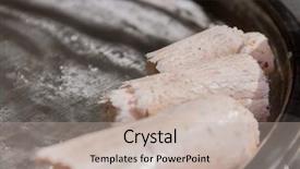  Presentation with ice cream - Audience pleasing theme consisting of sweet dessert fried ice-cream in bowl on table cooked to order icecream roll backdrop and a mint green colored foreground