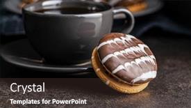  Presentation with chocolate dessert - Colorful presentation theme enhanced with sweet-dessert-with-chocolate-cream backdrop and a tawny brown colored foreground