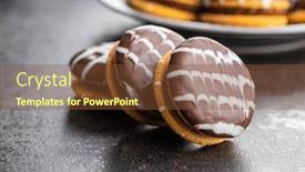  Presentation with chocolate dessert - Presentation theme featuring sweet-dessert-with-chocolate-cream background and a tawny brown colored foreground