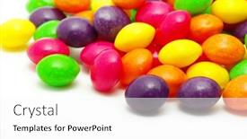  Presentation with sweet - Cool new PPT theme with sweet-dragee-of-different-color backdrop and a white colored foreground