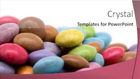 Presentation with sweet - Beautiful slide deck featuring sweet-dragees-of-different-color backdrop and a white colored foreground