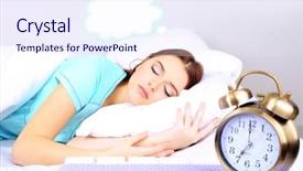  Presentation with sleeping - Presentation theme enhanced with sweet dreams - beautiful sleeping young woman background and a  colored foreground