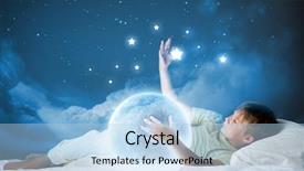  Presentation with sleeping - Theme having sweet dreams - cute boy sleeping in bed background and a light blue colored foreground