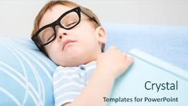  Presentation with fit and cute - Slide set enhanced with sweet dreams - cute little boy is sleeping background and a sky blue colored foreground