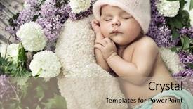  Presentation with cute baby - Amazing PPT theme having sweet dreams - cute little newborn baby backdrop and a mint green colored foreground