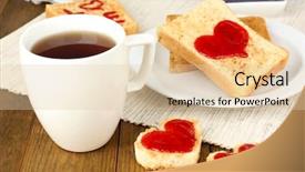  Presentation with tea cup - Presentation theme featuring sweet dreams - delicious toast with jam background and a lemonade colored foreground