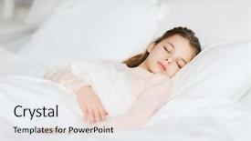 Presentation with sleeping - PPT layouts with sweet dreams - girl sleeping in bed background and a white colored foreground
