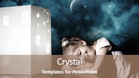  Presentation with cute - Presentation design having sweet dreams - little cute girl in darkness background and a coral colored foreground