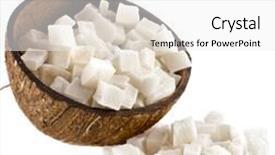  Presentation with coconut fruit - Audience pleasing PPT theme consisting of sweet dried cubes of coconut fruit isolated on white background backdrop and a white colored foreground