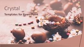 Presentation with bird eggs - Presentation theme featuring sweet-easter-chocolate-eggs background and a  colored foreground