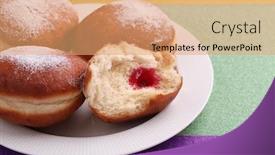  Presentation with mardi gras - Audience pleasing PPT theme consisting of sweet-fat-donuts-on-mardi backdrop and a coral colored foreground