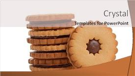  Presentation with cookies chocolate filling - PPT layouts consisting of sweet flower shaped cookies with chocolate hazelnut filling background and a lemonade colored foreground