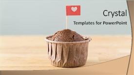  Presentation with clouds in heart shape - PPT theme having sweet food - flag on muffin background and a light gray colored foreground