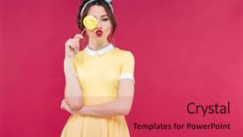  Presentation with kiss - PPT theme enhanced with sweet food - funny lovely pinup girl covered background and a red colored foreground