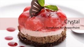  Presentation with chocolate strawberry - Audience pleasing slides consisting of sweet food - strawberry cake with chocolate cream backdrop and a coral colored foreground