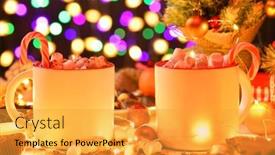  Presentation with food cocoa - Colorful PPT theme enhanced with sweet-food-and-decoration-background backdrop and a gold colored foreground